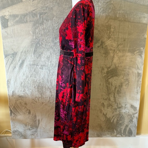 Boden Wrap Cocktail Dress Red and Black Long Sleeve V-Neck Wmn’s 4L - Picture 6 of 12